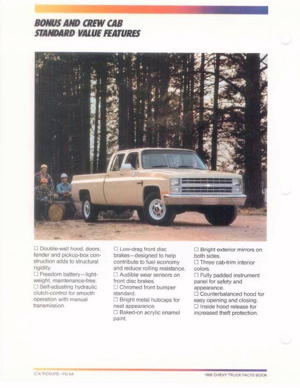 1986 Chevrolet Truck Facts Brochure Page 108